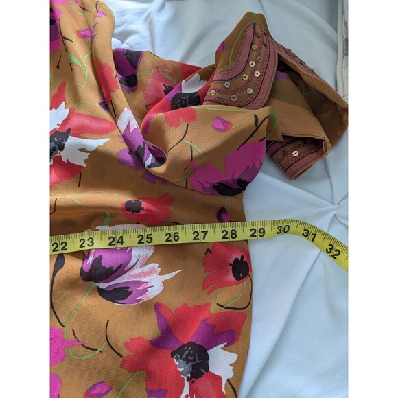 Maggie Barnes Floral Tunic in Mustard/Pink, Size 22 - Picture 12 of 13